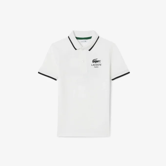 Petit Piqua Polo für Jungen mit gestreiftem Kragen Petit Piqua Polo für Jungen mit gestreiftem Kragen