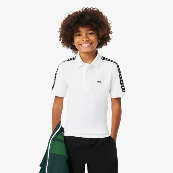 Pima-Baumwoll-Poloshirt mit Markenstreifen Pima-Baumwoll-Poloshirt mit Markenstreifen