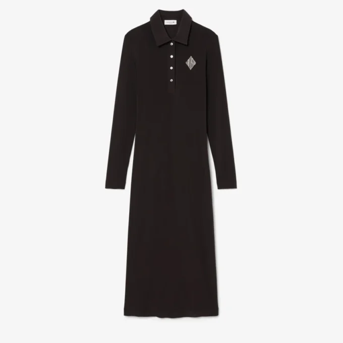 Polo-Kleid mit gesticktem Emblem und schmaler Passform