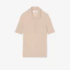 Pullover aus Merinowolle mit 3D-Rippenstrick und Poloshirt-Kragen Pullover aus Merinowolle mit 3D-Rippenstrick und Poloshirt-Kragen