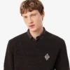 Pullover mit Perlen-Rippenstrick und Emblem Pullover mit Perlen-Rippenstrick und Emblem