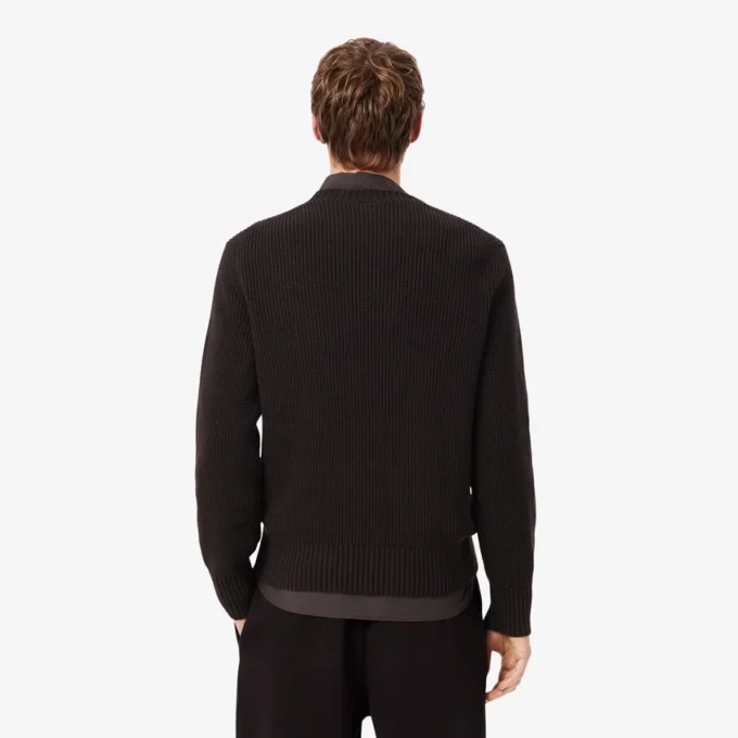 Pullover mit Perlen-Rippenstrick und Emblem Pullover mit Perlen-Rippenstrick und Emblem