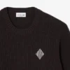 Pullover mit Perlen-Rippenstrick und Emblem Pullover mit Perlen-Rippenstrick und Emblem