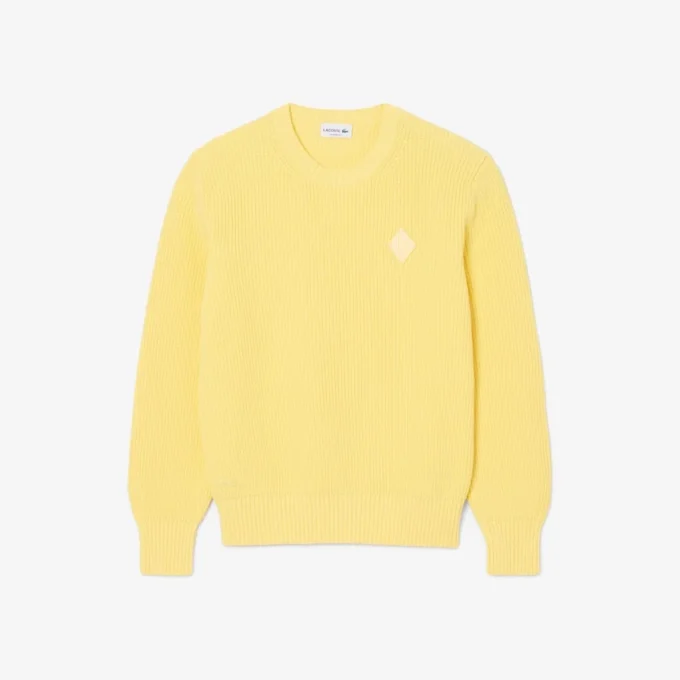 Pullover mit Perlen-Rippstrick-Emblem Pullover mit Perlen-Rippstrick-Emblem