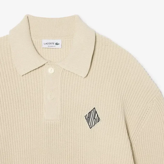 Pullover mit Perlenrippenkragen und Emblem für Poloshirts Pullover mit Perlenrippenkragen und Emblem für Poloshirts