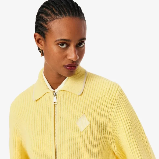 Pullover mit Reißverschluss und Baumwoll-Emblem Pullover mit Reißverschluss und Baumwoll-Emblem