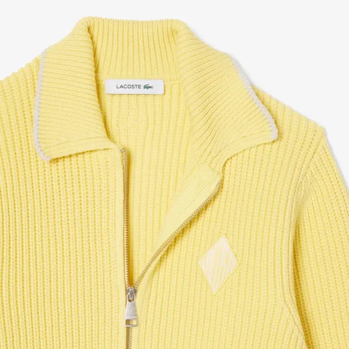 Pullover mit Reißverschluss und Baumwoll-Emblem Pullover mit Reißverschluss und Baumwoll-Emblem