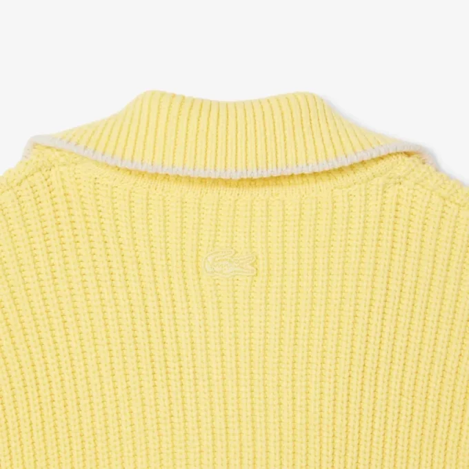 Pullover mit Reißverschluss und Baumwoll-Emblem Pullover mit Reißverschluss und Baumwoll-Emblem