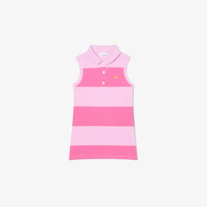 Ärmelloses gestreiftes Petit-Piqué-Poloshirt-Kleid Ärmelloses gestreiftes Petit-Piqué-Poloshirt-Kleid