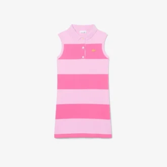 Ärmelloses gestreiftes Petit-Piqué-Poloshirt-Kleid
