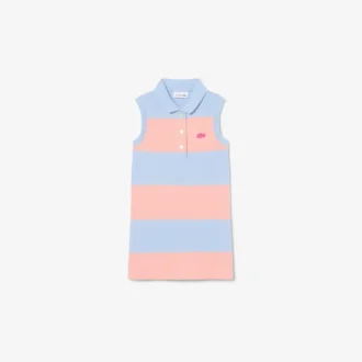 Ärmelloses gestreiftes Petit-Piqué-Poloshirt-Kleid