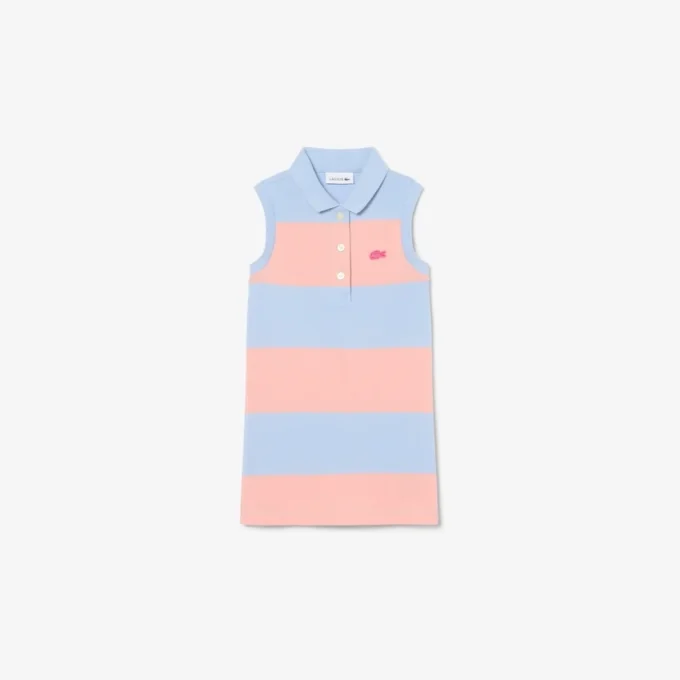 Ärmelloses gestreiftes Petit-Piqué-Poloshirt-Kleid Ärmelloses gestreiftes Petit-Piqué-Poloshirt-Kleid