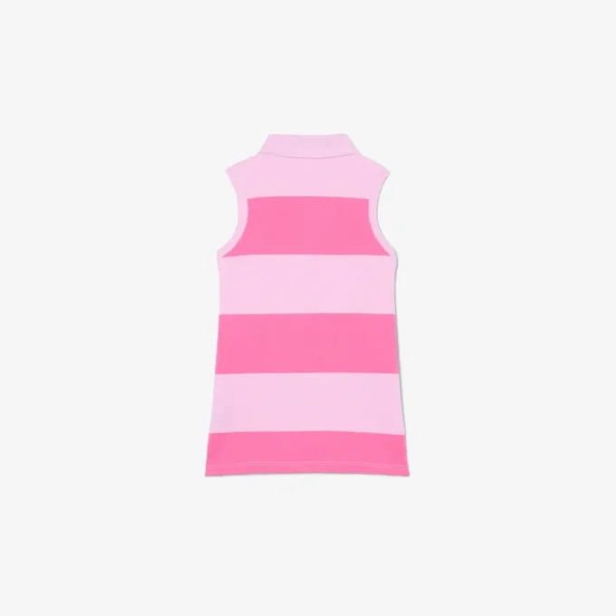 Ärmelloses gestreiftes Petit-Piqué-Poloshirt-Kleid Ärmelloses gestreiftes Petit-Piqué-Poloshirt-Kleid