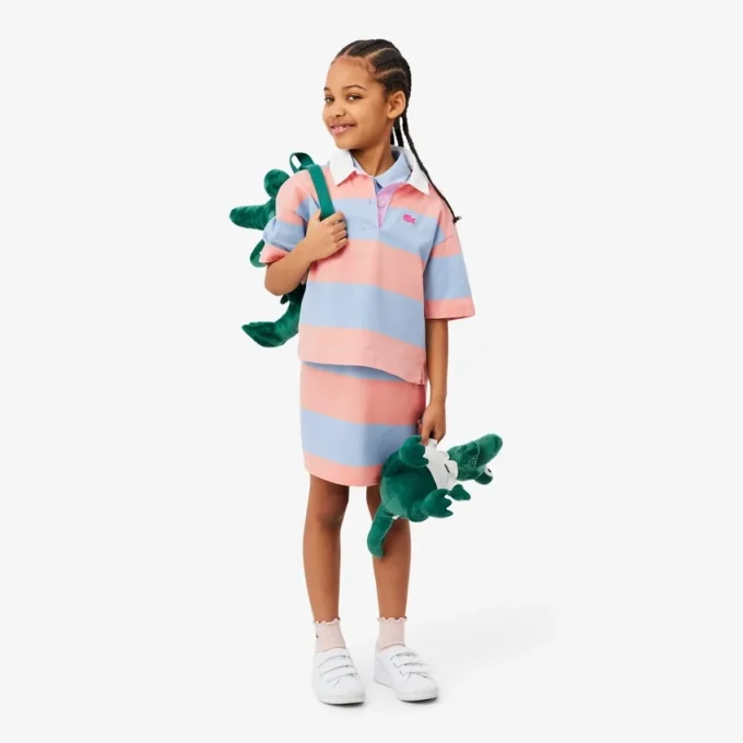 Ärmelloses gestreiftes Petit-Piqué-Poloshirt-Kleid Ärmelloses gestreiftes Petit-Piqué-Poloshirt-Kleid