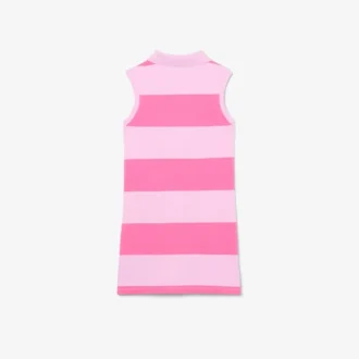 Ärmelloses gestreiftes Petit-Piqué-Poloshirt-Kleid