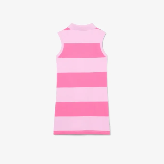 Ärmelloses gestreiftes Petit-Piqué-Poloshirt-Kleid Ärmelloses gestreiftes Petit-Piqué-Poloshirt-Kleid