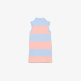 Ärmelloses gestreiftes Petit-Piqué-Poloshirt-Kleid