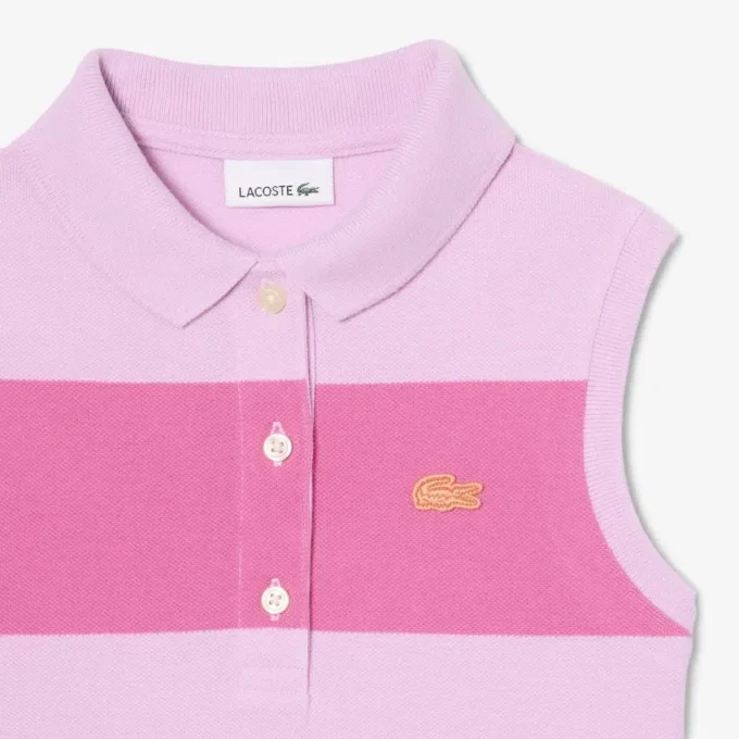 Ärmelloses gestreiftes Petit-Piqué-Poloshirt-Kleid Ärmelloses gestreiftes Petit-Piqué-Poloshirt-Kleid