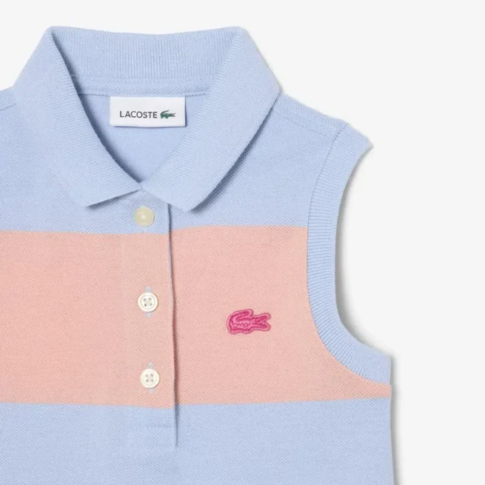 Ärmelloses gestreiftes Petit-Piqué-Poloshirt-Kleid Ärmelloses gestreiftes Petit-Piqué-Poloshirt-Kleid