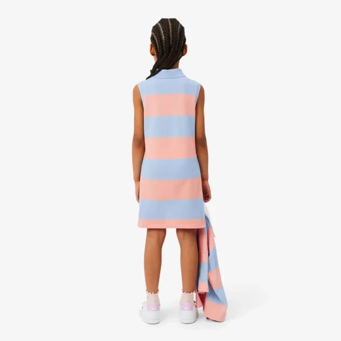 Ärmelloses gestreiftes Petit-Piqué-Poloshirt-Kleid Ärmelloses gestreiftes Petit-Piqué-Poloshirt-Kleid
