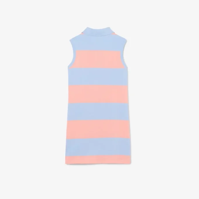 Ärmelloses gestreiftes Petit-Piqué-Poloshirt-Kleid Ärmelloses gestreiftes Petit-Piqué-Poloshirt-Kleid
