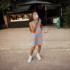 Ärmelloses gestreiftes Petit-Piqué-Poloshirt-Kleid Ärmelloses gestreiftes Petit-Piqué-Poloshirt-Kleid