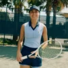 Ärmelloses Stretch-Strick-Tennis-Poloshirt für Damen Ärmelloses Stretch-Strick-Tennis-Poloshirt für Damen