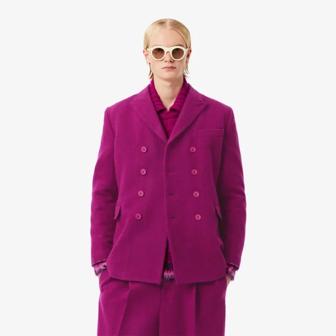 Runway-Blazer aus marmorierter Wolle mit doppelter Knopfleiste Runway-Blazer aus marmorierter Wolle mit doppelter Knopfleiste