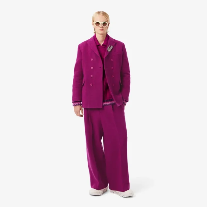 Runway-Blazer aus marmorierter Wolle mit doppelter Knopfleiste Runway-Blazer aus marmorierter Wolle mit doppelter Knopfleiste