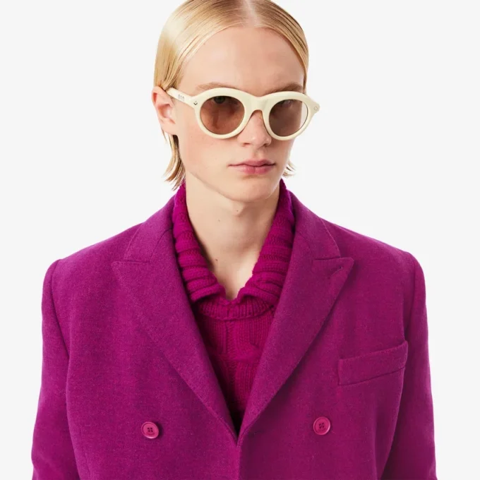 Runway-Blazer aus marmorierter Wolle mit doppelter Knopfleiste Runway-Blazer aus marmorierter Wolle mit doppelter Knopfleiste