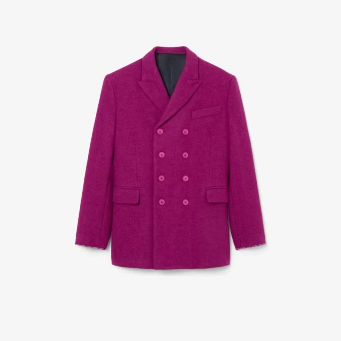 Runway-Blazer aus marmorierter Wolle mit doppelter Knopfleiste Runway-Blazer aus marmorierter Wolle mit doppelter Knopfleiste