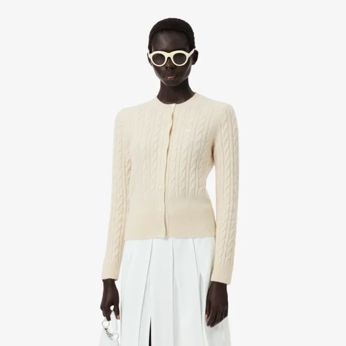 Runway Kaschmir-Strickjacke mit Zopfmuster Runway Kaschmir-Strickjacke mit Zopfmuster