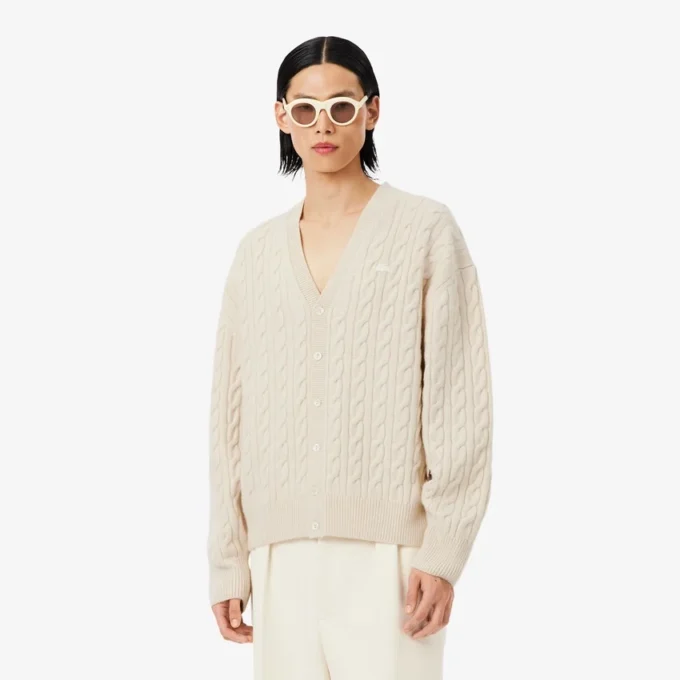 Runway Kaschmir-Strickjacke mit Zopfmuster Runway Kaschmir-Strickjacke mit Zopfmuster