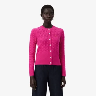 Runway Kaschmir-Strickjacke mit Zopfmuster Runway Kaschmir-Strickjacke mit Zopfmuster