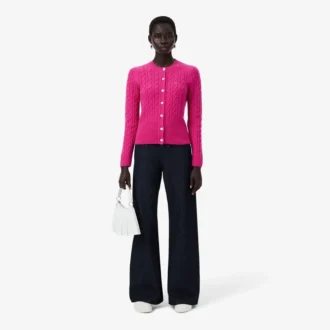 Runway Kaschmir-Strickjacke mit Zopfmuster Runway Kaschmir-Strickjacke mit Zopfmuster