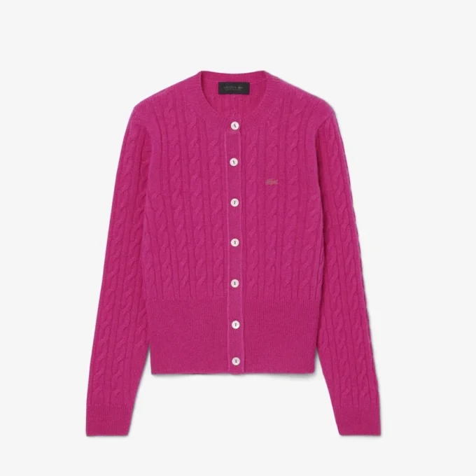 Runway Kaschmir-Strickjacke mit Zopfmuster Runway Kaschmir-Strickjacke mit Zopfmuster