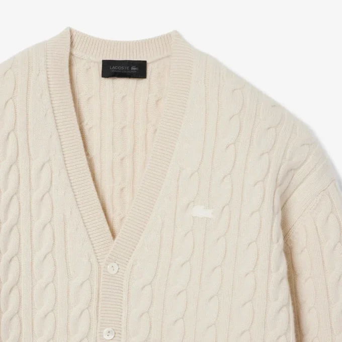 Runway Kaschmir-Strickjacke mit Zopfmuster Runway Kaschmir-Strickjacke mit Zopfmuster