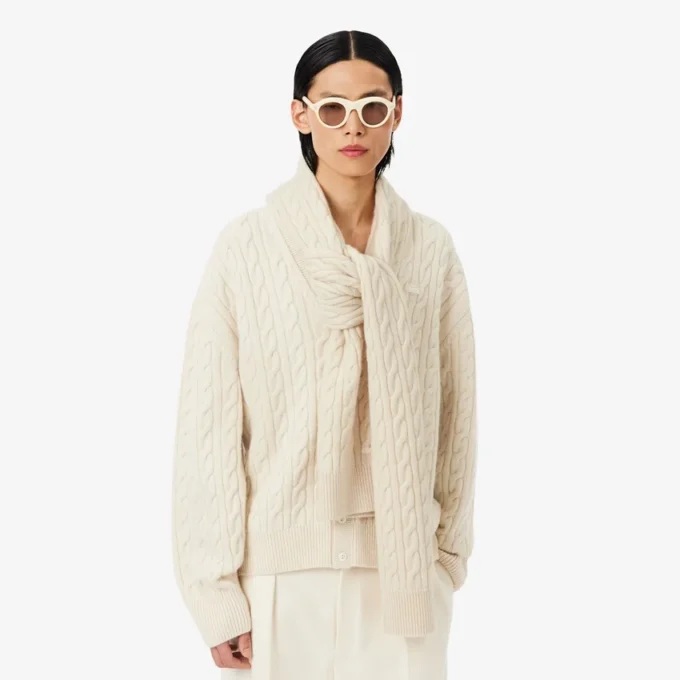 Runway-Kaschmirschal mit Zopfmuster Runway-Kaschmirschal mit Zopfmuster
