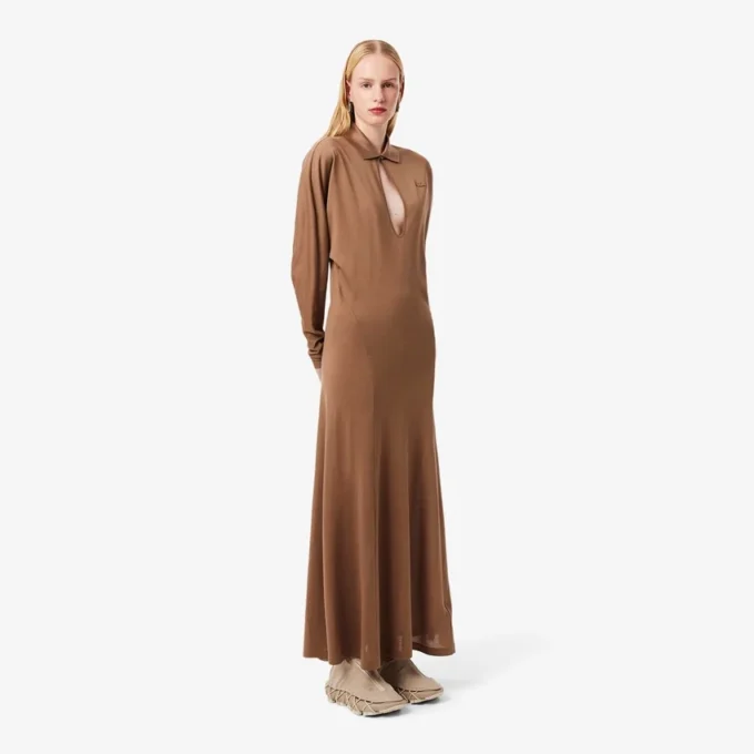 Runway-Maxikleid mit Polokragen aus Seide Runway-Maxikleid mit Polokragen aus Seide