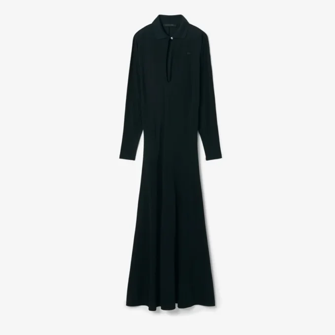 Runway-Maxikleid mit Polokragen aus Seide Runway-Maxikleid mit Polokragen aus Seide