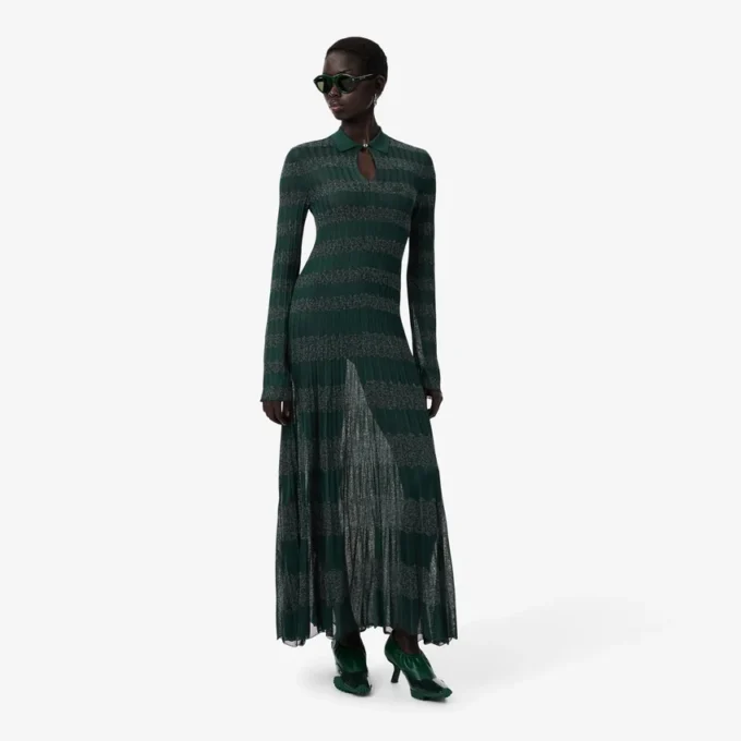 Runway Polo Collar Pointelle Maxikleid Runway Polo Collar Pointelle Maxikleid