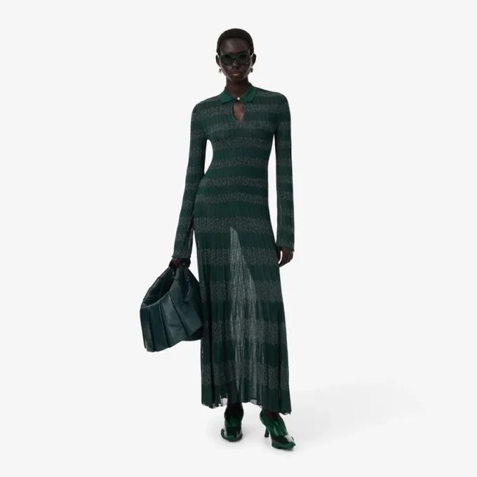 Runway Polo Collar Pointelle Maxikleid Runway Polo Collar Pointelle Maxikleid