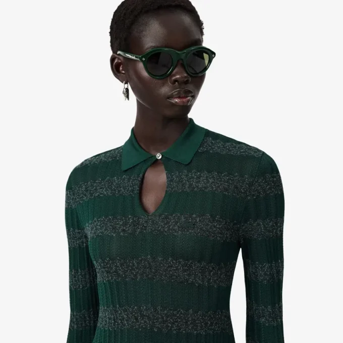 Runway Polo Collar Pointelle Maxikleid Runway Polo Collar Pointelle Maxikleid
