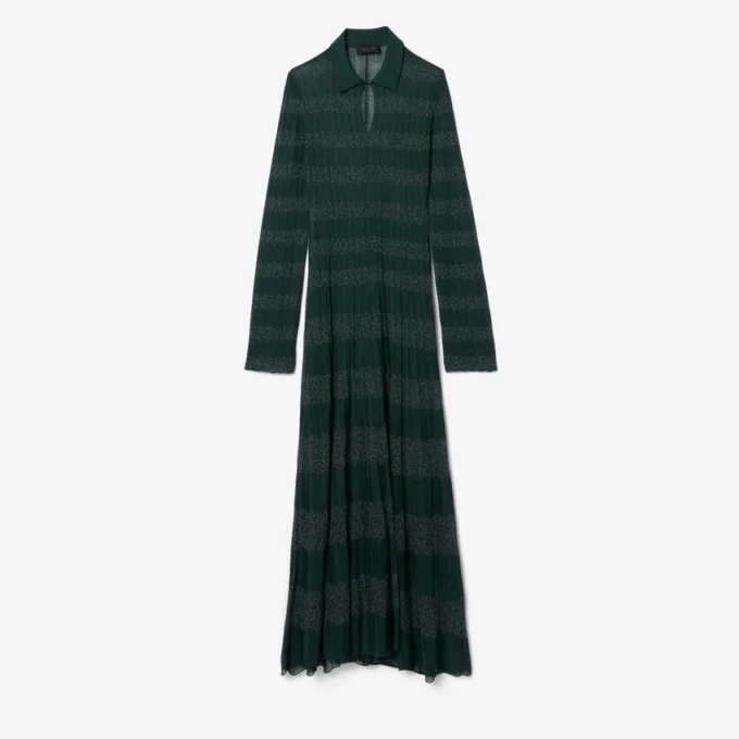 Runway Polo Collar Pointelle Maxikleid Runway Polo Collar Pointelle Maxikleid