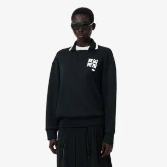 Runway-Poloshirt mit Kragenabzeichen-Akzent-Sweatshirt