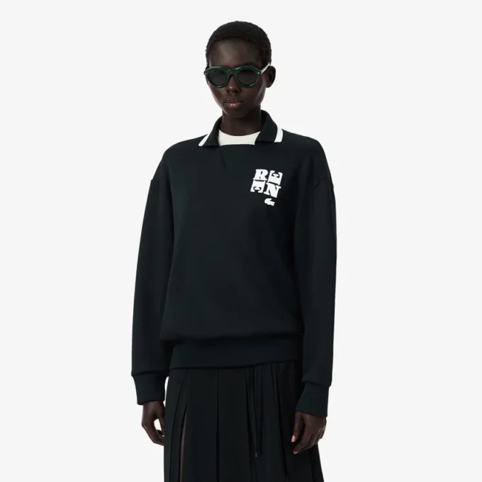 Runway-Poloshirt mit Kragenabzeichen-Akzent-Sweatshirt Runway-Poloshirt mit Kragenabzeichen-Akzent-Sweatshirt