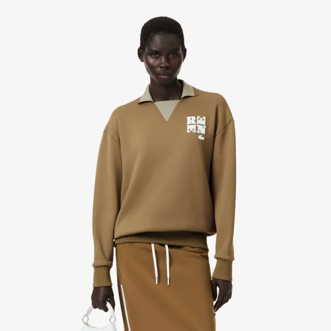Runway-Poloshirt mit Kragenabzeichen-Akzent-Sweatshirt Runway-Poloshirt mit Kragenabzeichen-Akzent-Sweatshirt