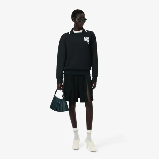 Runway-Poloshirt mit Kragenabzeichen-Akzent-Sweatshirt Runway-Poloshirt mit Kragenabzeichen-Akzent-Sweatshirt