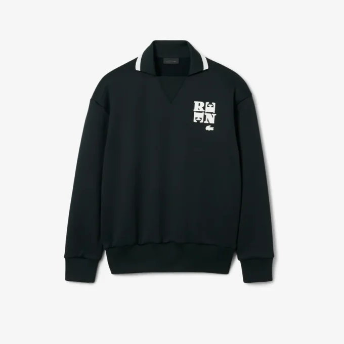 Runway-Poloshirt mit Kragenabzeichen-Akzent-Sweatshirt Runway-Poloshirt mit Kragenabzeichen-Akzent-Sweatshirt