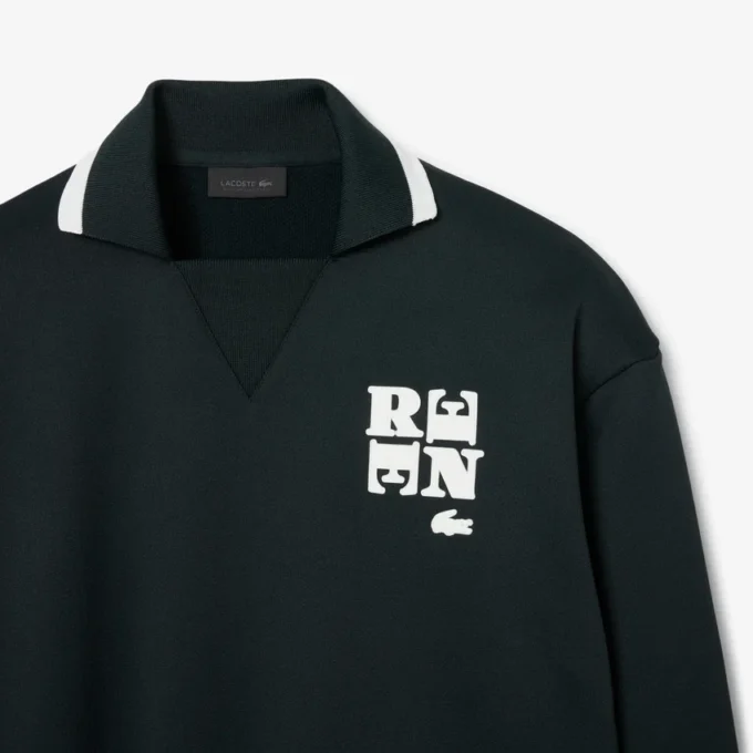 Runway-Poloshirt mit Kragenabzeichen-Akzent-Sweatshirt Runway-Poloshirt mit Kragenabzeichen-Akzent-Sweatshirt